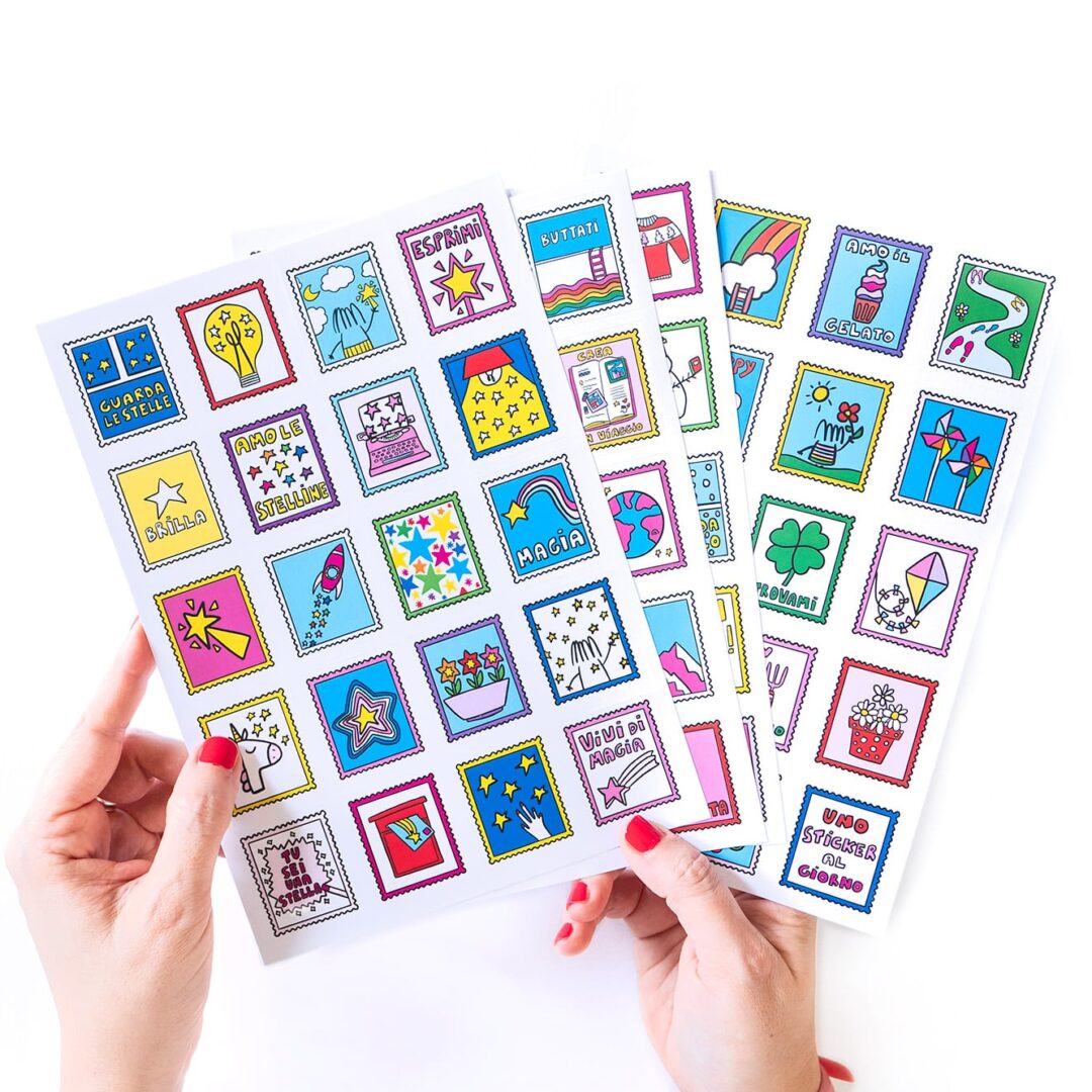 Set di 4 fogli di sticker Francobolli Valina
