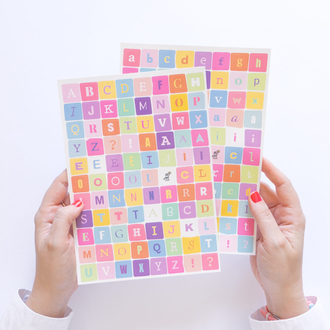 Set di 2 fogli di sticker alfabeto pastelloso - Valinashop