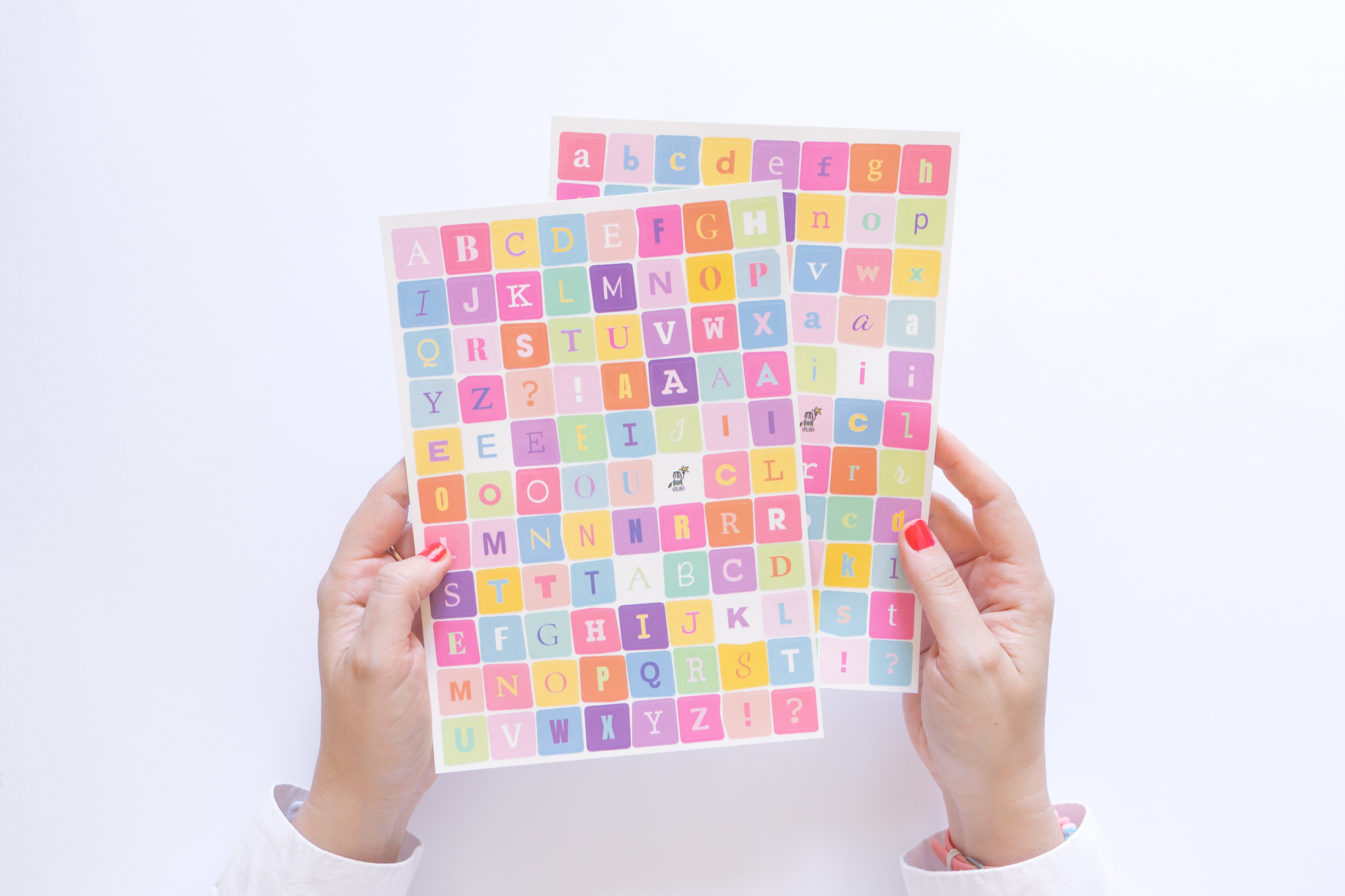 Set di 2 fogli di sticker alfabeto pastelloso - Valinashop