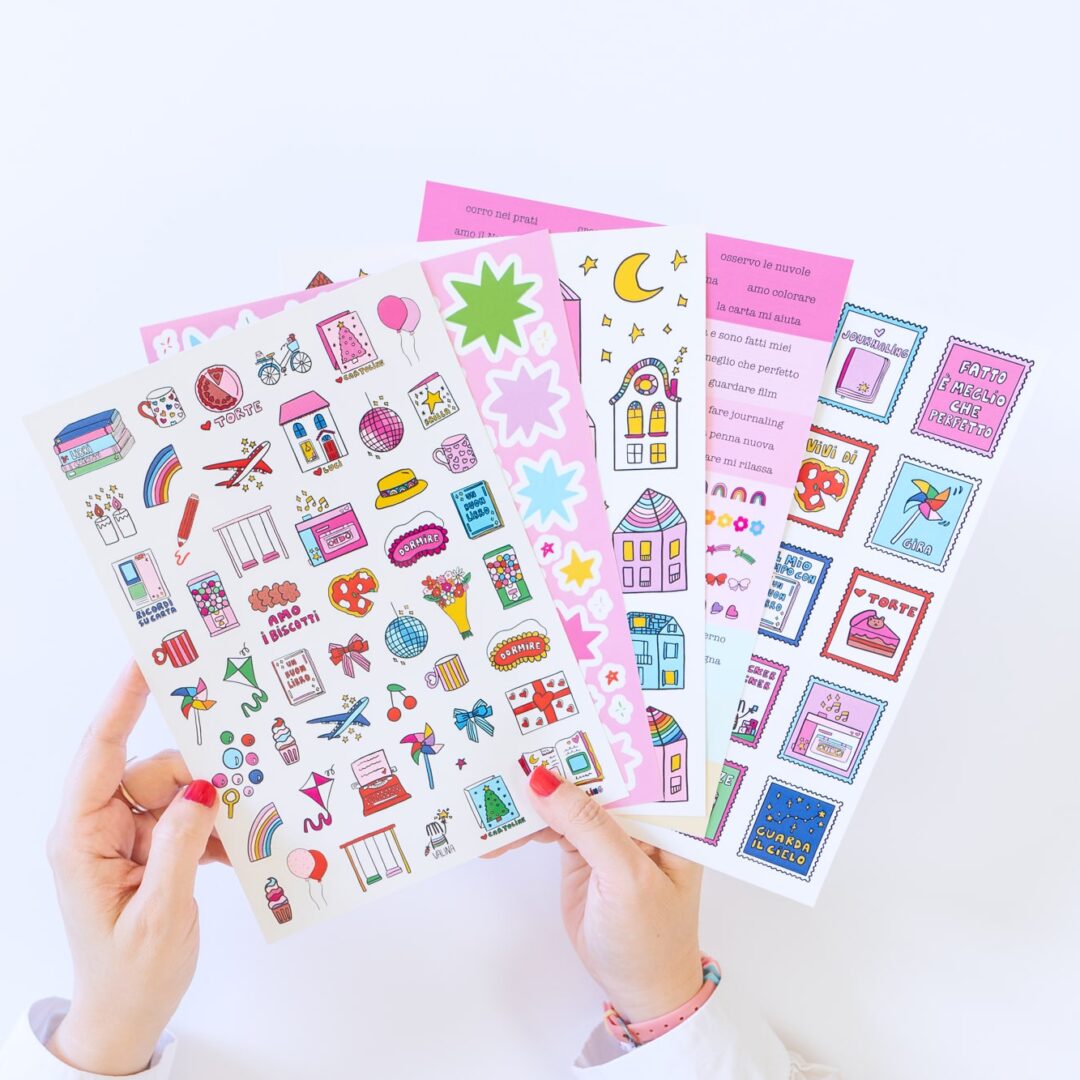 Set di 5 fogli di sticker Piccole cose felici - Valinashop